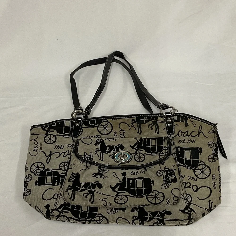 Coach Black and Tan Shoulder Bag